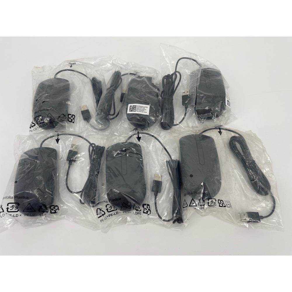 Lot of 6 Dell MS116p Wired Optical Mouse Black USB 0WPHTC New Without Tags